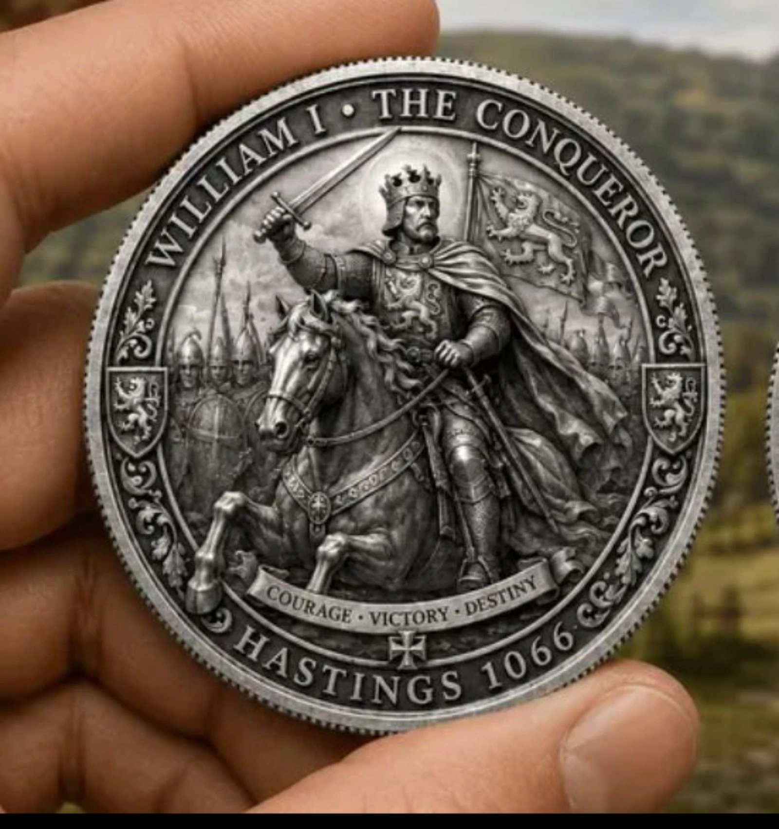 très belle médaille, diamètre 4cm, Guillaume le Conquérant, né en Normandie en 1027